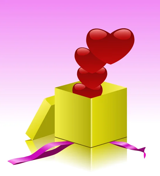 Srdce Lásky Dárkové Krabičce Uveden — Stockový vektor
