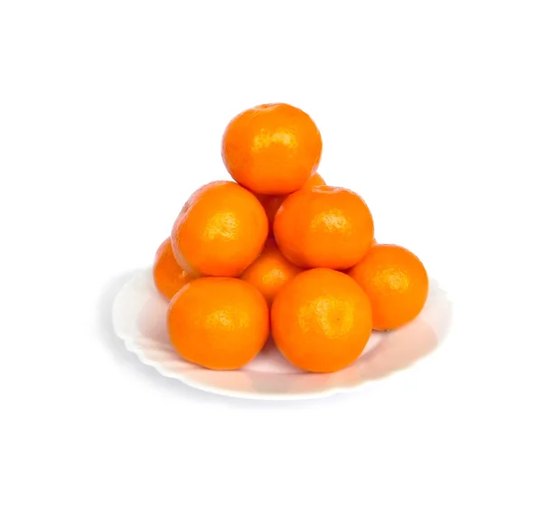 Mandarinky Bílém Pozadí Jsou Zobrazeny Obrázku — Stock fotografie
