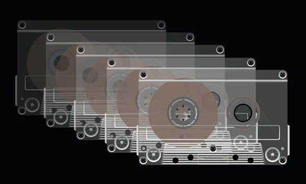 Kompaktkassetten Band Auf Schwarzem Hintergrund Bild — Stockfoto