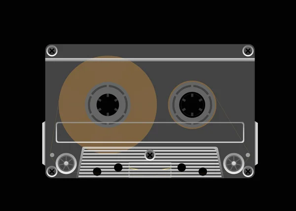 Cassette Compacte Sur Fond Noir Est Montrée Sur Image — Image vectorielle
