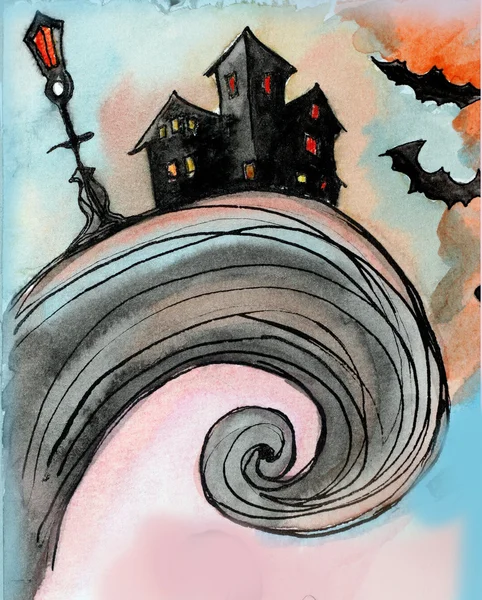 Illustrated Halloween background — Stock Photo, Image