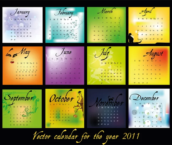 Vektor illustrierter Kalender — Stockvektor