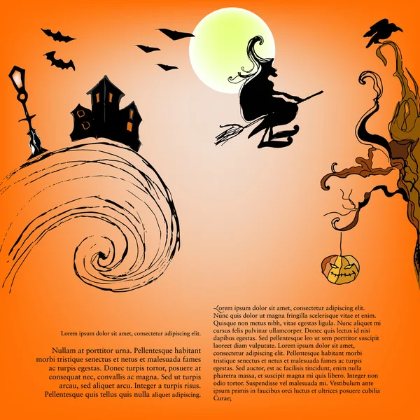 Vector illustrated Halloween background — Stock Vector