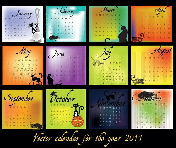 Calendario ilustrado vectorial — Archivo Imágenes Vectoriales