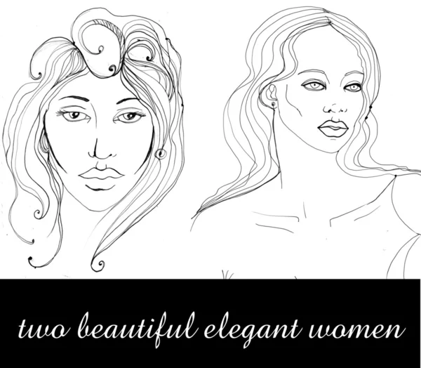 Ilustrované krásné elegantní ženy — Stock fotografie