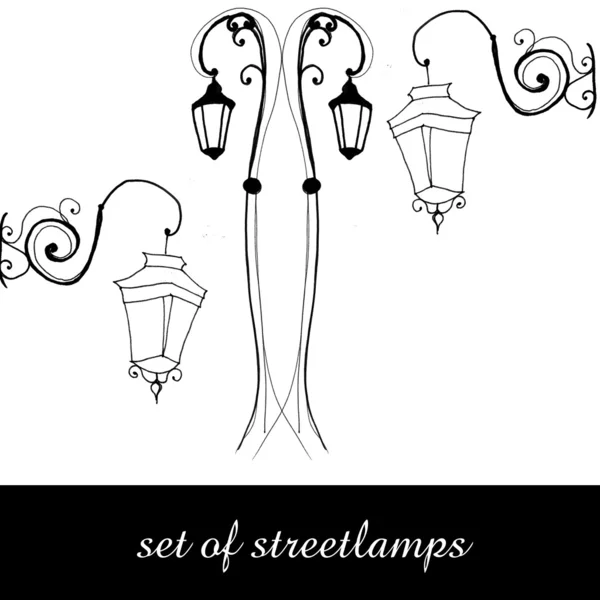 Illustrated lampposts — Stock Photo, Image