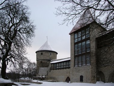 Tallinn, kuleler ve eski şehir duvarları