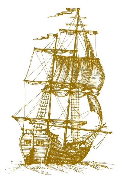Oldtimer-Segelboot — Stockvektor