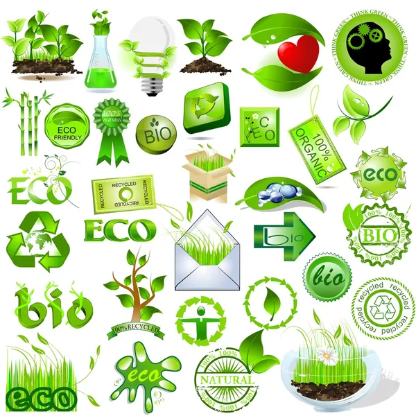Logotipos biológicos y ecológicos — Vector de stock