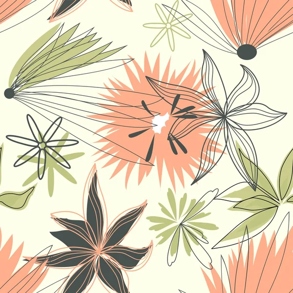 Retro floral naadloze achtergrond — Stockvector