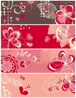 Cute love banners clipart