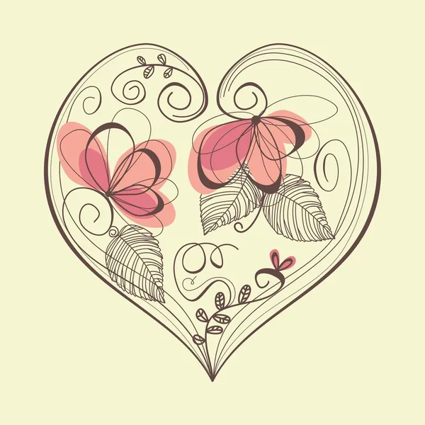 Corazón floral — Vector de stock