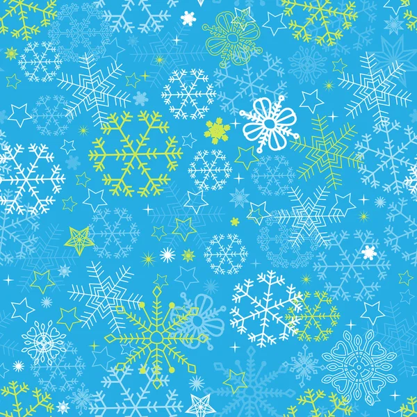 Flocos de neve azul sem costura padrão — Vetor de Stock