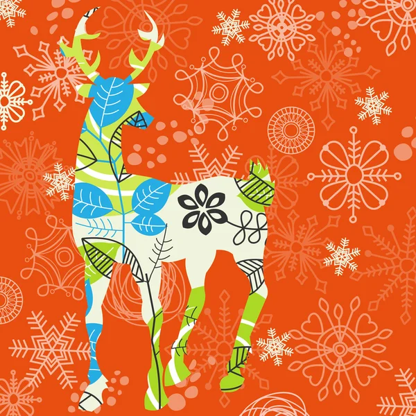 Decorative Christmas deer — Stock Vector