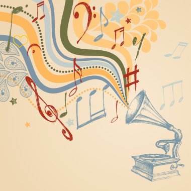 Retro music background clipart