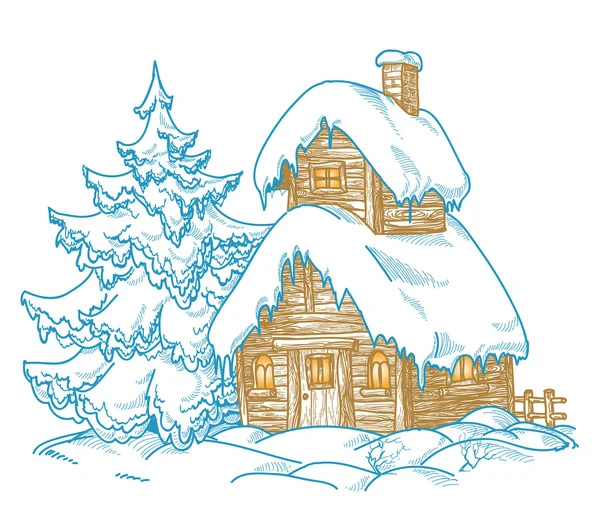 Cartoni animati paesaggio invernale — Vettoriale Stock