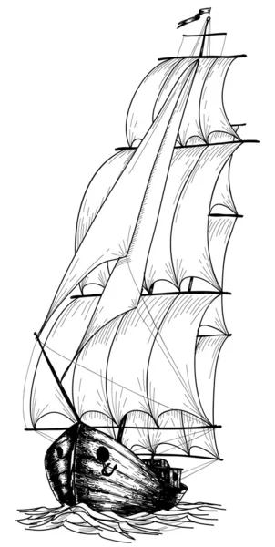 Skizze Eines Alten Segelbootes — Stockvektor