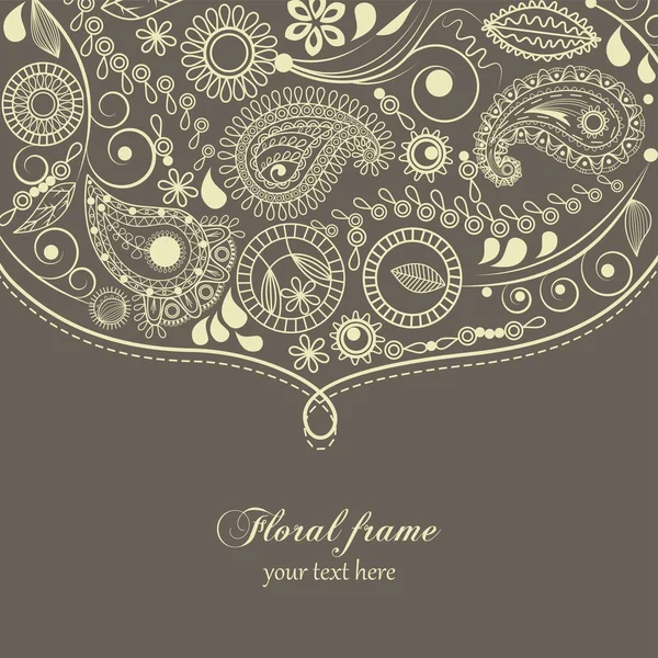 Bordure Florale Paisley Dessinée Main — Image vectorielle