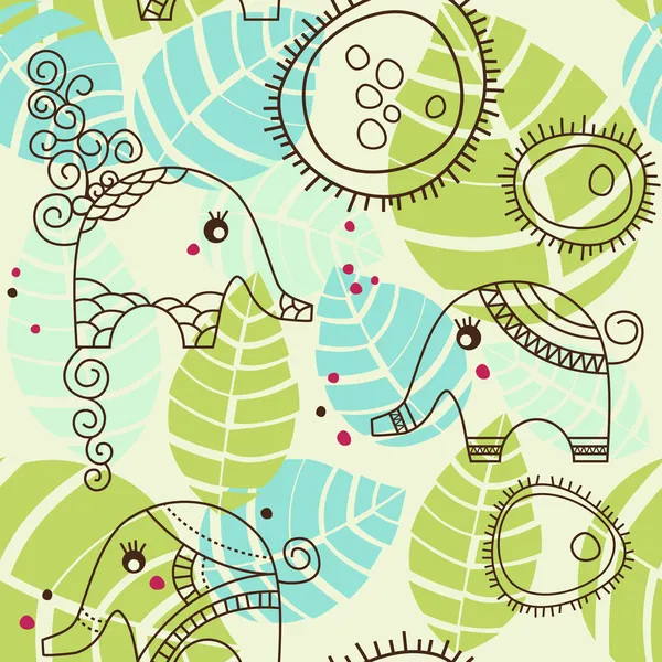 Petit jardin d'éléphants ; motif sans couture — Image vectorielle