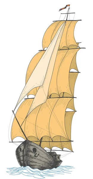 Vintage sailboat — Stock vektor