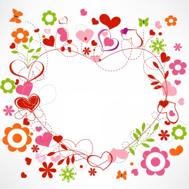 Hearts and flowers frame clipart