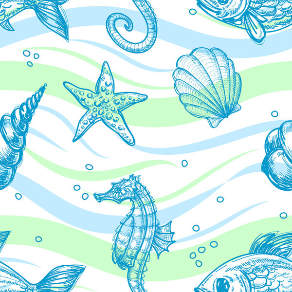 Marine seamless pattern