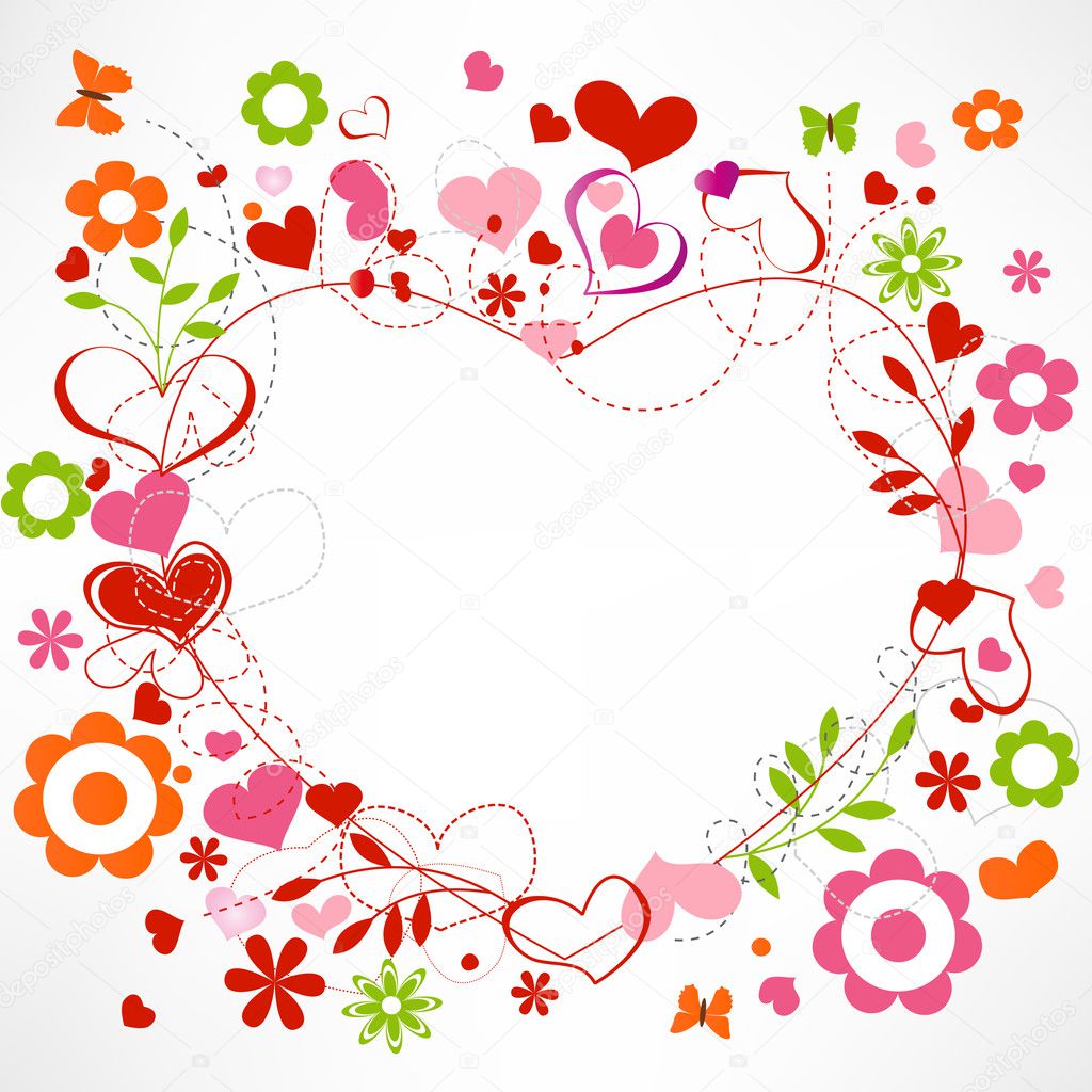 Hearts and flowers frame