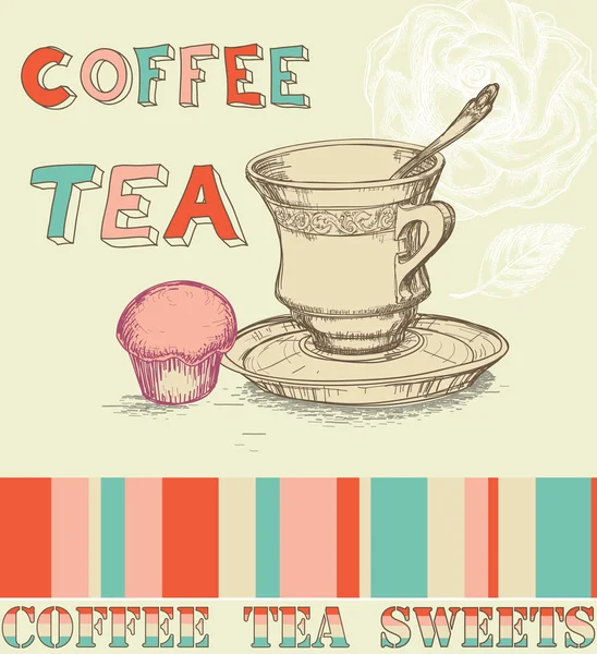 コーヒーと紅茶のメニュー — ストックベクタ