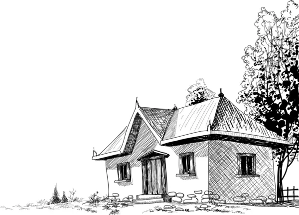 Croquis de la vieille maison — Image vectorielle