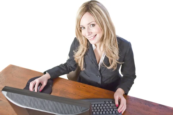 Бізнес-леді за комп'ютером — стокове фото