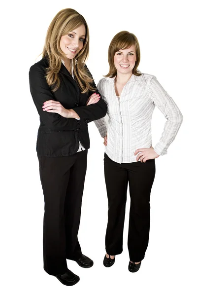 Дві молоді ділові жінки ізольовані на білому — стокове фото