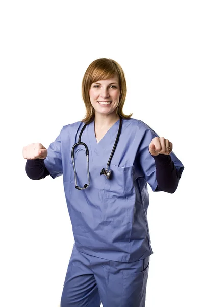 Giovane infermiera in bianco — Foto Stock