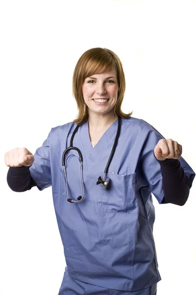Медсестра тримає порожній знак — стокове фото