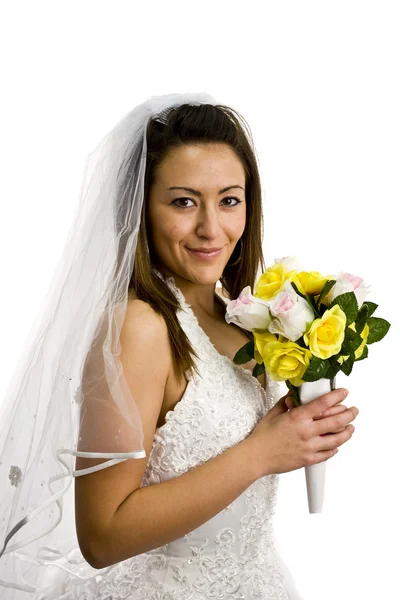 stock image Young bride with flowers