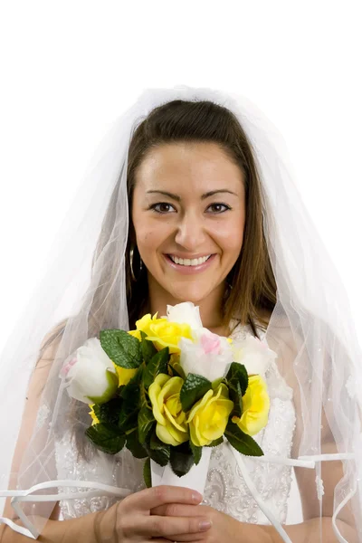 Young bride with flowers — Stock Photo, Image