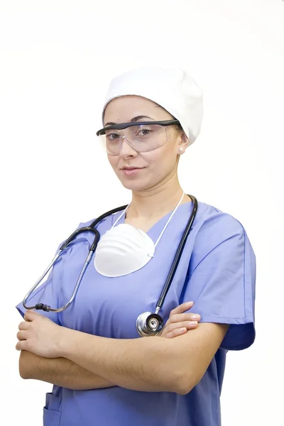 Медсестра на белом — стоковое фото