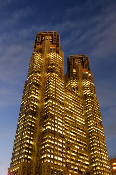 有名な東京のランドマークの一つ メトロポリス政府建物 ミステリー照明で東京市庁舎としてとも呼ばれます — ストック写真