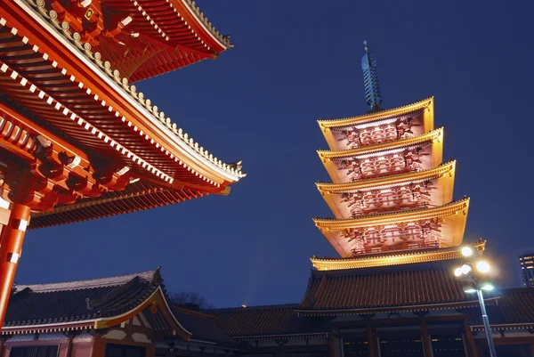 Asakusa Tempel bei Nacht — Stockfoto