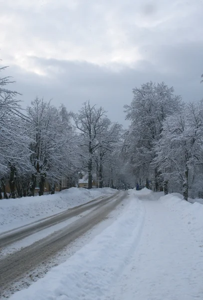 Calle vacía en invierno — Foto de Stock