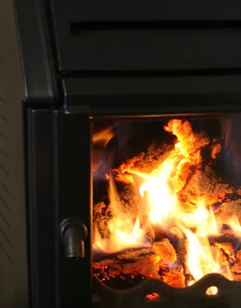Fire Chimney Black Background — Stock Photo, Image