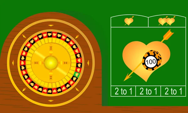 Special Roulette Hearts Risk Win Vector Illustration — Stock Vector