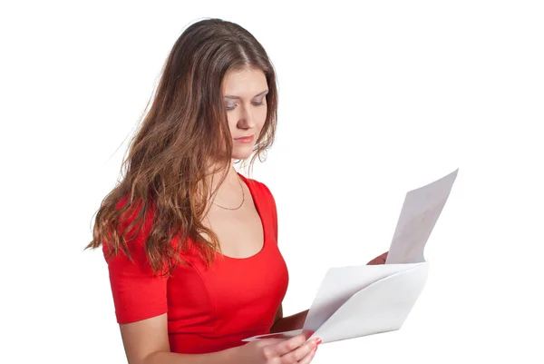 Woman reading a document — Stock Photo, Image
