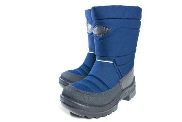 Par Barnets Winter Boots Med Gummisula Isolerad Vit Bakgrund — Stockfoto