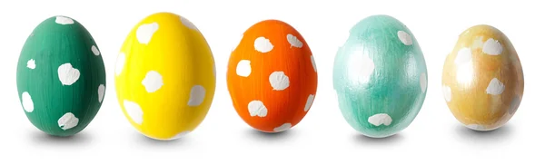 Five Easter eggs in a row — Stock Photo, Image
