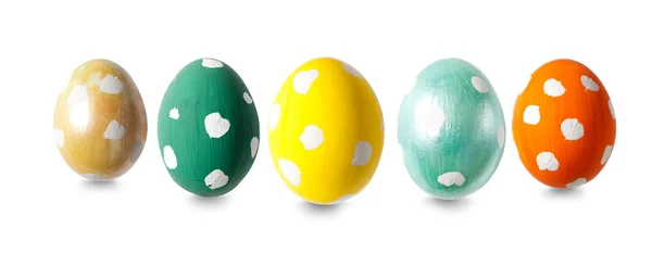 Five Easter Eggs Row Isolated White Background — Stock Photo, Image