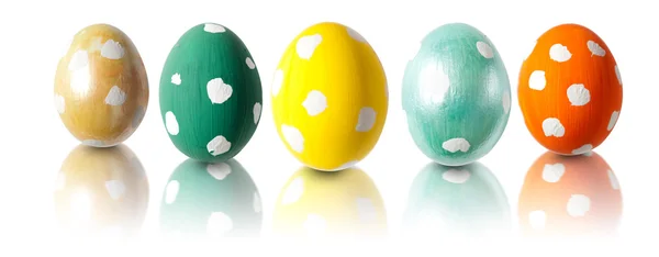 Five Easter eggs in a row — Stock Photo, Image