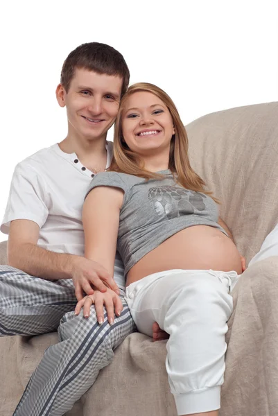 Unga gravida par — Stockfoto