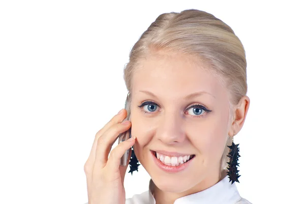 Schöne Geschäftsfrau am Telefon. — Stockfoto