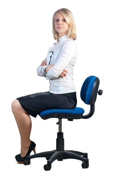 Donna d'affari seduta sulla sedia dell'ufficio — Foto Stock