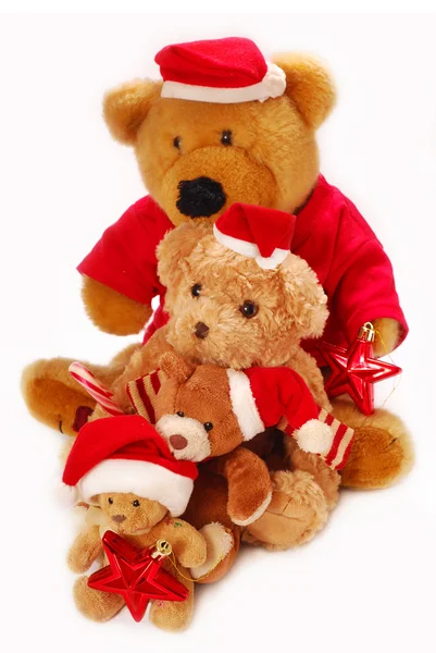 Ведмеді Тедді в капелюсі Санта — стокове фото